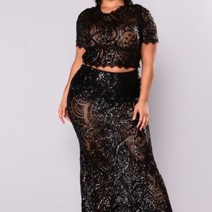 Fashionnova Annemarie Sequin Set (Black)